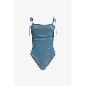 NWT SARA CRISTINA Womens Sand Tie-Shoulder One-Piece Swimsuit Blue Size Large